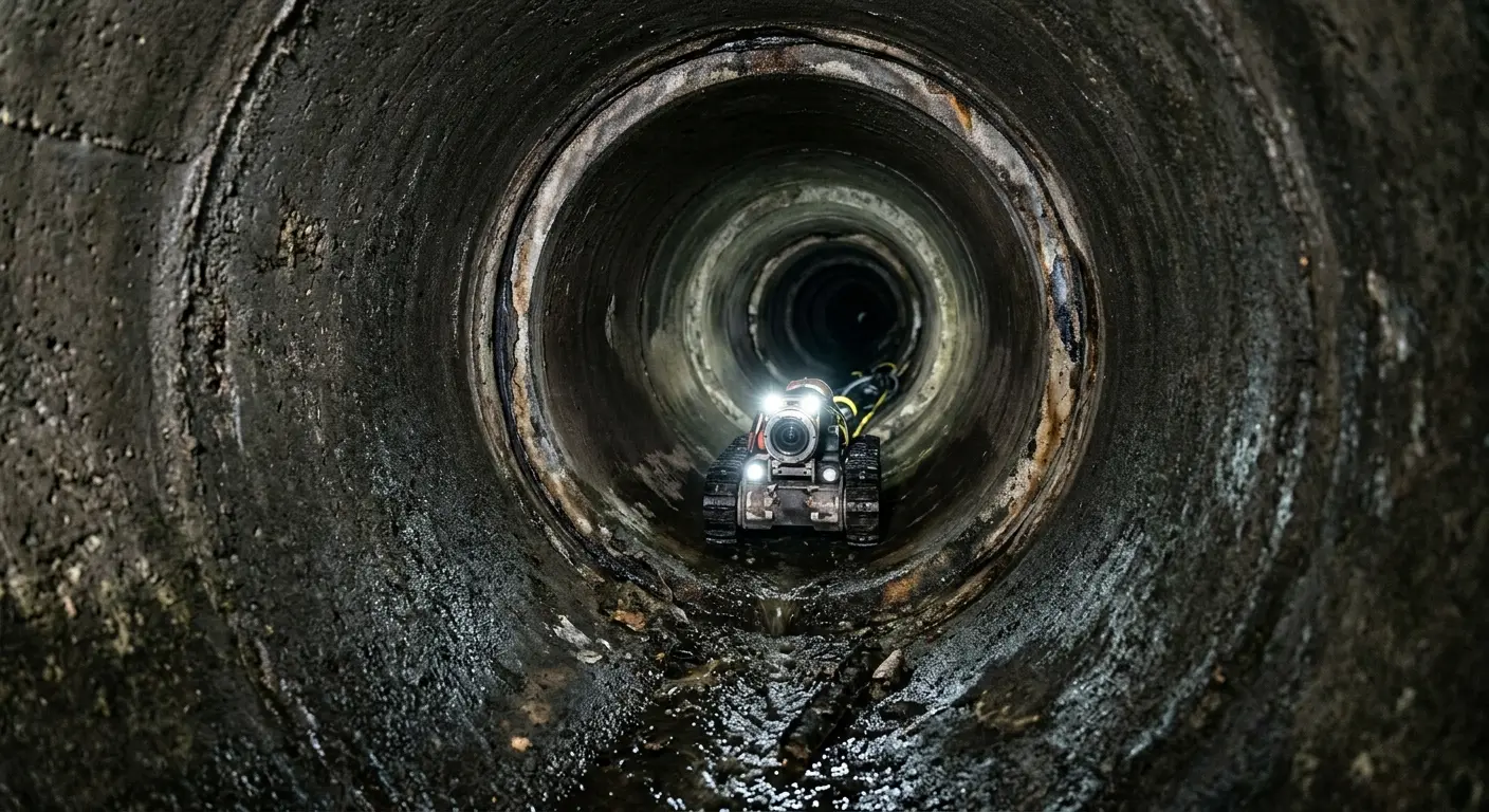 Robotic sewer camera inspecting pipe interior for Sewer Line Repair in Tomah